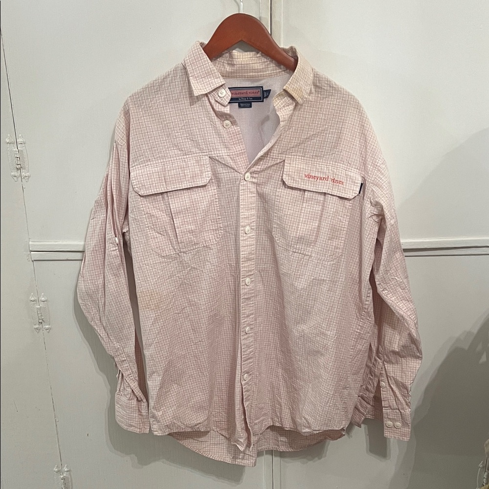 Vineyard Vines Light Pink Check Long-Sleeve Button-Down Shirt